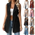 thumbnail image 1 of FRSASU Women's Long Vest Sleeveless Blazer Dressy Fall Summer Suit Jackets Drawstring Waist Notched Collar Business Jackets White, 1 of 9