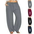 thumbnail image 1 of FRSASU Women's Loose Wide Leg Pants Plus Size High Waist Straight Leg Solid Casual Pants with Pocket Wine, 1 of 8