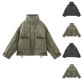 thumbnail image 1 of FRSASU Women's Loose casual and fashionable solid color pocket cotton jacket button cotton jacket Black, 1 of 4