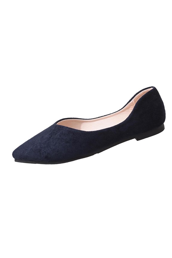 Women's Low Block Chunky Heels Pointed Toe Closed Toe Work Pumps Slip on Comfort Dress Shoes Navy