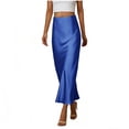 thumbnail image 1 of FRSASU Women's Maxi Skirts Satin High Waisted Silk Elegant Flowy Casual A-Line Long Skirt for Women Blue, 1 of 6