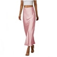 thumbnail image 1 of FRSASU Women's Maxi Skirts Satin High Waisted Silk Elegant Flowy Casual A-Line Long Skirt for Women Pink, 1 of 7