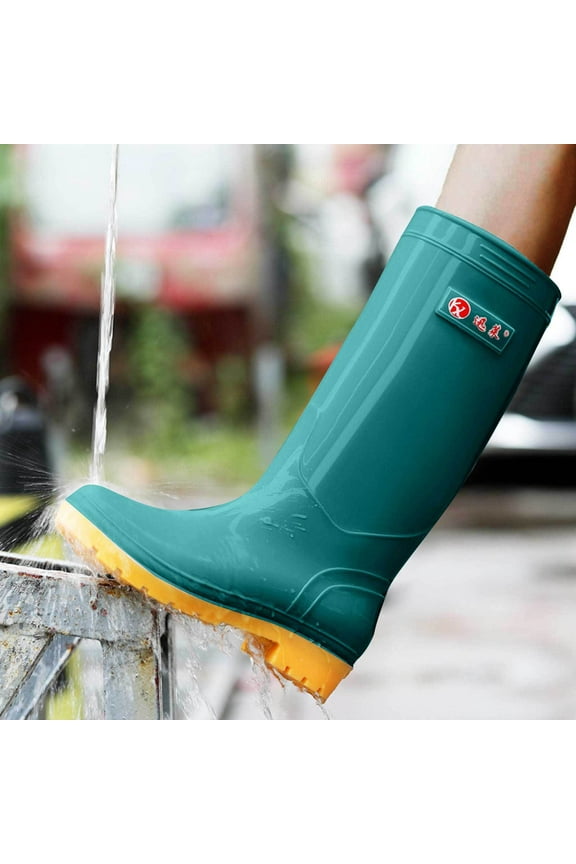 Women's Mid Calf Rain Boots Waterproof Fashion Anti-slipping Rainboots for Women Comfortable cleaning spring and summer new style rain boots Green