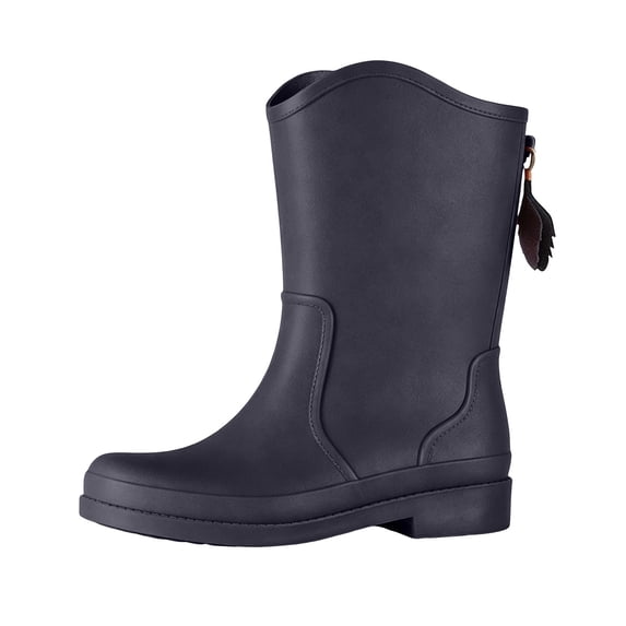 FRSASU Women's Mid Calf Rain Boots Waterproof Gardening Boots Lightweight Portable Garden Shoes Black