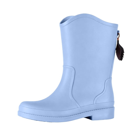 FRSASU Women's Mid Calf Rain Boots Waterproof Gardening Boots Lightweight Portable Garden Shoes Blue