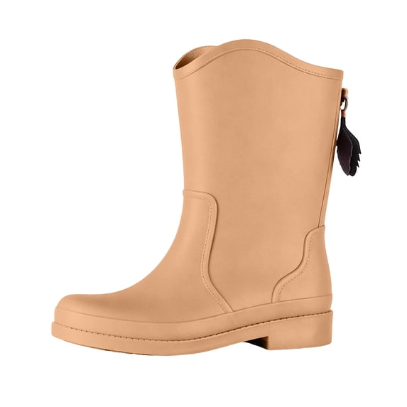 FRSASU Women's Mid Calf Rain Boots Waterproof Gardening Boots Lightweight Portable Garden Shoes Khaki