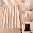 thumbnail image 1 of FRSASU Women's Milk Touch Half Skirt with Lace Trim Stretchy Elastic Waist A-Line Soft Comfortable Slip Skirt White, 1 of 4
