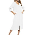 thumbnail image 1 of FRSASU Women's Nightgowns Winter Soft Nightdress Zipper 3/4 Sleeve Loose Night Shirt Sleepwear with Pockets White, 1 of 5