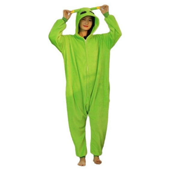 FRSASU Women's Onesie Pajamas Plush Hooded Romper Cozy Winter Sleepwear Holiday Party One Piece PJs for Adults, Teens Green