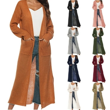 FRSASU Women's Open Front Knit Lightweight Casual Long Lady Jacket Coat Fall Outerwear Yellow 10(XL)