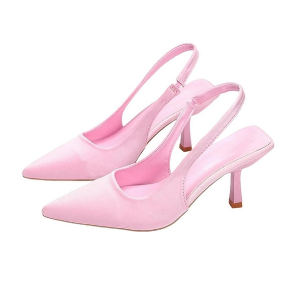 FRSASU Women's Open Toe Slingback Stiletto Heel Sandals Pointed Peep Toe Buckle High Heel Dress Pumps Shoes for Party Wedding Evening Pink