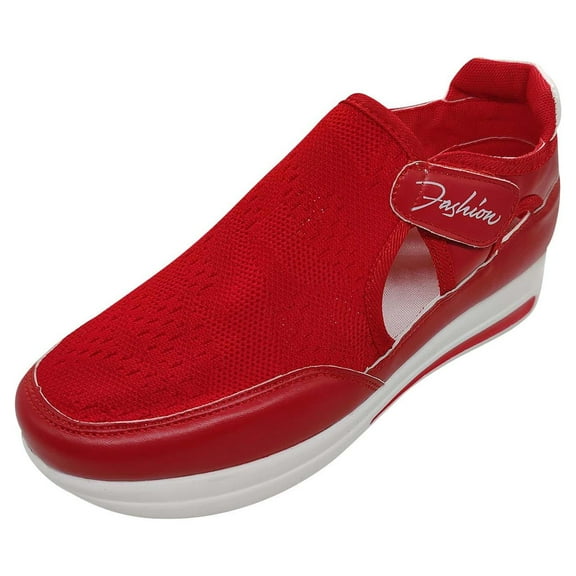 FRSASU Women's Orthopedic Shoes,Casual Breathable Mesh Flat Sneakers,Round Toe Thick Heel Buckle Hook Loop Work Shoes On