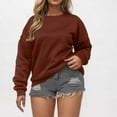 thumbnail image 1 of FRSASU Women's Oversized Crew Neck Solid Color Sweatshirts with No Hood Plus Size Casual Long Sleeve Pullover Tops Brown, 1 of 5
