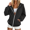 thumbnail image 1 of FRSASU Women's Oversized Sweatshirts Hoodless Stand Collar Zip Up Jackets Casual Long Sleeve Sweatshirt with Pockets Black-A, 1 of 7