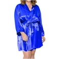 thumbnail image 1 of FRSASU Women's Pajama Dress Solid Color Comfortable Long Sleeved V-neck Home Sleepwear Dress Blue 10(XL), 1 of 2