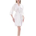 thumbnail image 1 of FRSASU Women's Pajama Dress Solid Color Home Wear V-neck Belt Half Sleeve Pajama Dress White 10(XL), 1 of 5