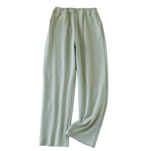 FRSASU Women's Pajama Pants Autumn/Winter Soft Striped Velvet Home Warm Straight Leg Casual Pants Green