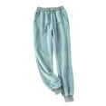 thumbnail image 1 of FRSASU Women's Pajama Pants Autumn/Winter Solid Color Soft Velvet Home Warm Straight Leg Lace up Casual Pants with Pockets Green, 1 of 3