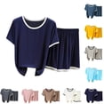 thumbnail image 1 of FRSASU Women's Pajama Sets 2 Piece Short Sleeve Lounge Sleepwear Ladies Pjs Sets Tops and Shorts Pjs Lounge Set Yellow, 1 of 5