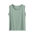 thumbnail image 1 of FRSASU Women's Pajamas Solid Color Modal Sleeveless Loose Fit Inner Layer Bottom Tank Top Homewear Sleepwear Green, 1 of 4
