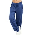 thumbnail image 1 of FRSASU Women's Pants Summer Drawstring Elastic Waist Wide Leg Lounge Palazzo Pants Casual Loose Trousers with Pockets Blue, 1 of 9