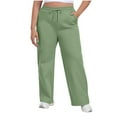 thumbnail image 1 of FRSASU Women's Plus Size Casual Wide Leg Pants High Waisted Drawstring Baggy Sweatpants Elastic Straight Leg Lounge Pants Green, 1 of 7