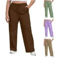 thumbnail image 1 of FRSASU Women's Plus Size Casual Wide Leg Pants High Waisted Drawstring Baggy Sweatpants Elastic Straight Leg Lounge Pants Purple, 1 of 5