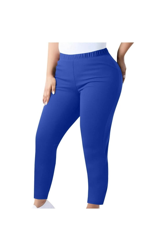 Women's Plus Size Joggers Sweatpants Solid Color Soft Elastic Waist Lounge Workout Yoga Pants Blue