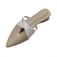 thumbnail image 1 of FRSASU Women's Pointed Toe Slide Mules Backless Leather Slip On Sandals Work office Low Heel Dressy Loafer Shoes Khaki, 1 of 9