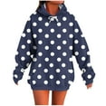 thumbnail image 1 of FRSASU Women's Polka Dot Print Hooded Sweatshirt Long Sleeved Casual Fashion Top with Pocket Blue S(S), 1 of 5