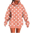 thumbnail image 1 of FRSASU Women's Polka Dot Print Hooded Sweatshirt Long Sleeved Casual Fashion Top with Pocket Orange XL(XL), 1 of 5