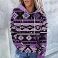 thumbnail image 1 of FRSASU Women's Printed Ethnic Style Hoodies Tops Long Sleeve Casual Pullover Sweatshirt with Pocket Purple, 1 of 6