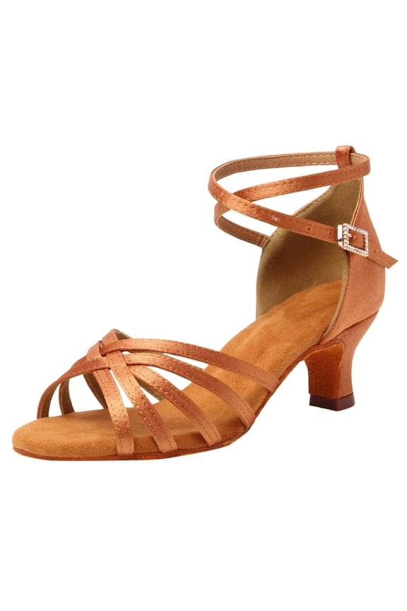 Women's Professional Ballroom Dance Shoes Latin Salsa Shoes for Women Dancing Performance Heels Brown