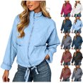 thumbnail image 1 of FRSASU Women's Quilted Cropped Jacket Stand Collar Zip Up Lightweight Puffer Coat with Drawstring Hem & Pockets White, 1 of 8