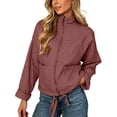 thumbnail image 1 of FRSASU Women's Quilted Cropped Jacket Stand Collar Zip Up Lightweight Puffer Coat with Drawstring Hem & Pockets Wine, 1 of 7