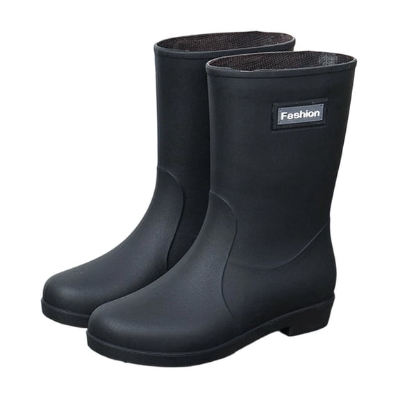 FRSASU Women's Rain Boots Mid-calf Waterproof Outdoor Hunting Gardening Farming Shoes Black