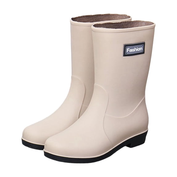 FRSASU Women's Rain Boots Mid-calf Waterproof Outdoor Hunting Gardening Farming Shoes Khaki