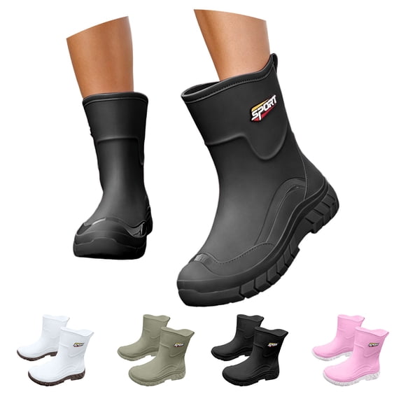 FRSASU Women’s Rain Boots Waterproof Ankle Rain Boots Slip On Non Slip Lightweight Easy Clean Short Rain Booties White
