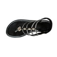 thumbnail image 1 of FRSASU Women's Rhinestone Summer Dressy Flat Sandals Casual Comfortable Buckle Bohemian Pearl Crystal Flat Sandals Black, 1 of 8