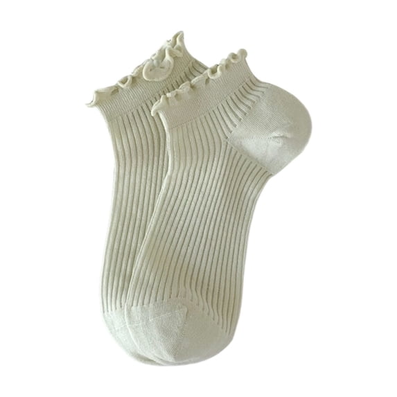 FRSASU Women's Ruffle Ankle Cotton Socks 1-Pairs Lace Trim Low Cut Casual Socks for Daily Wear Green