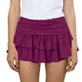 thumbnail image 1 of FRSASU Women's Ruffle Layered Mini Skirts Fold Over Flared Flowy Skirt with Shorts Underneath Tennis Skirt Gym Workout Short Skirts Hot Pink, 1 of 8