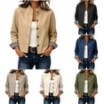 thumbnail image 1 of FRSASU Women's Ruffle Stand Collar Cropped Trench Coat Button Down Single Breasted Windbreaker Long Sleeve Cropped Jackets Navy, 1 of 9