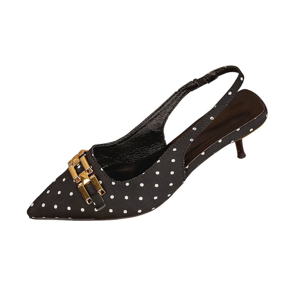 FRSASU Women's Sandals Polka Dot Butterfly Knot Sandals Pointed Toe Brand Pumps Thin Heels Womens Party Dress Shoes Black