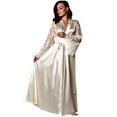 thumbnail image 1 of FRSASU Women's Satin Robe Black Silk Kimono Bride Robe Lightweight Long Lace Loungewear Sleepwear White-A, 1 of 7
