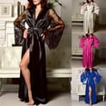 thumbnail image 1 of FRSASU Women's Satin Robe Black Silk Kimono Bride Robe Lightweight Long Lace Loungewear Sleepwear White-A, 1 of 7