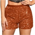 thumbnail image 1 of FRSASU Women's Sequin Shorts Sparkly Stretchy Night Out Party High Waisted Shorts Khaki, 1 of 9