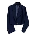 thumbnail image 1 of FRSASU Women's Short Elegant Blazer Business Casual Lapel Collar Button Open Front Suit Jacket Navy, 1 of 5