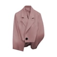 thumbnail image 1 of FRSASU Women's Short Elegant Blazer Business Casual Lapel Collar Button Open Front Suit Jacket Pink, 1 of 4