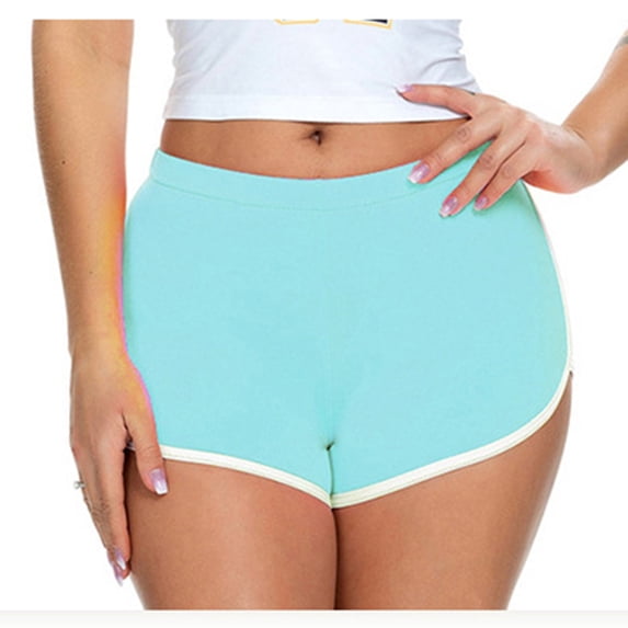 FRSASU Women's Shorts High Waisted Solid Color Booty Retro Dolphin Shorts, Yoga Gym Running Workout Biker Mini Shorts Pants Light Blue
