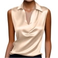thumbnail image 1 of FRSASU Women's Silk Satin Camisole Tank Tops V Neck Dressy Casual Sleeveless Blouses Summer Business Work Shirts Beige, 1 of 8